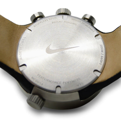 Nike Heritage Alarm Chrono Black Leather Watch WC0054-001 Caseback