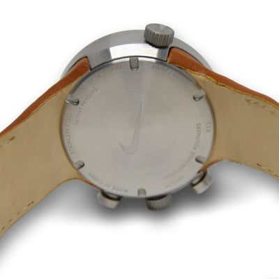 Nike Heritage Alarm Chrono Tan Leather Watch WC0054-251 Caseback