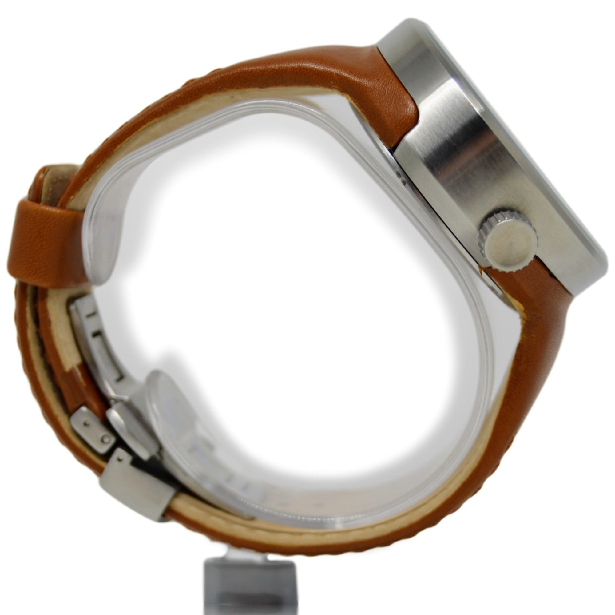 Nike Heritage Alarm Chrono Tan Leather Watch WC0054-251 Left Side